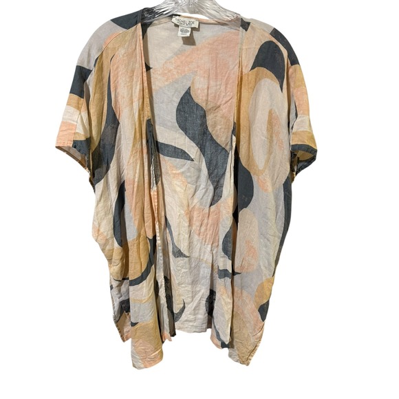 Rachel Zoe Abstract Print Kimono Duster Cover Up One Size Linen Blend - Picture 1 of 5
